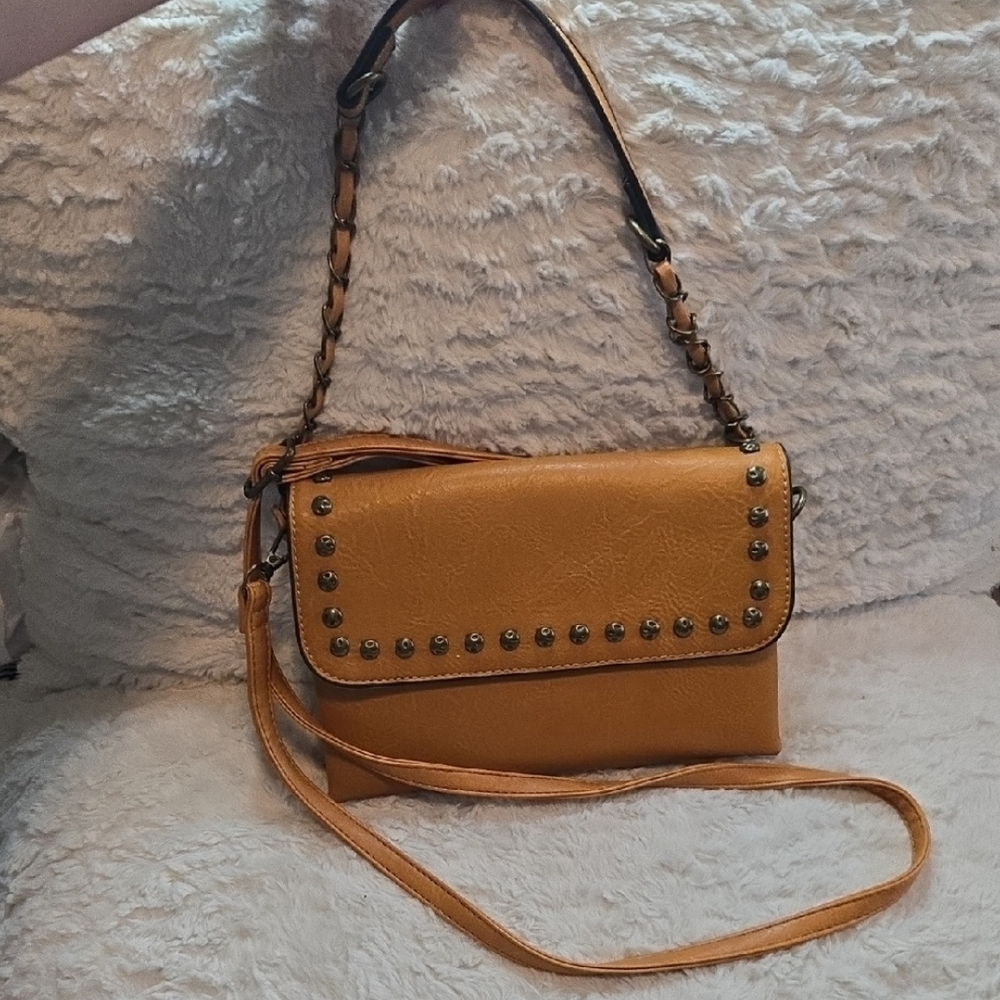 Sam & Hadley Studded Tan Crossbody Bag